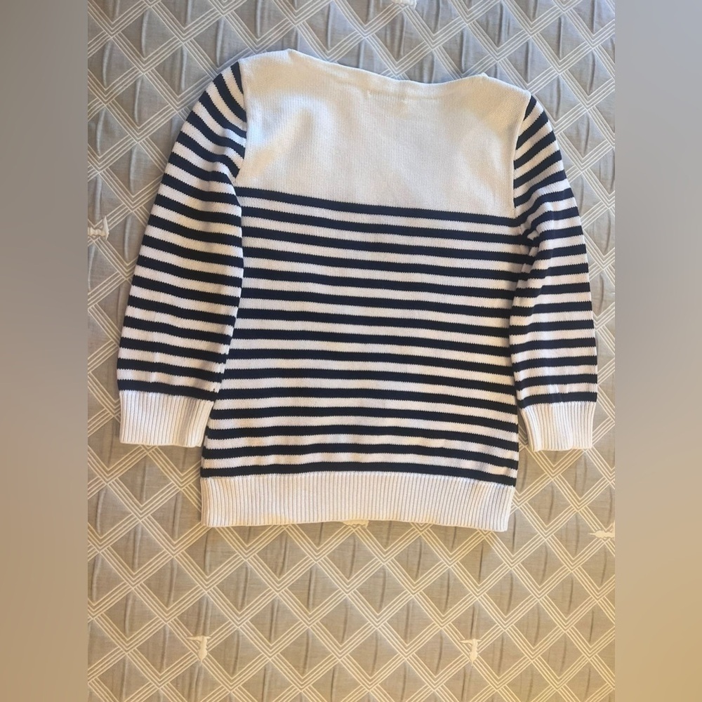Lauren Ralph Lauren white and blue stripped Sweater with Embroidered Crest M - Picture 11 of 12